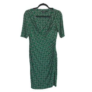 Lauren Ralf Lauren Emerald Green V Neckline Dress
